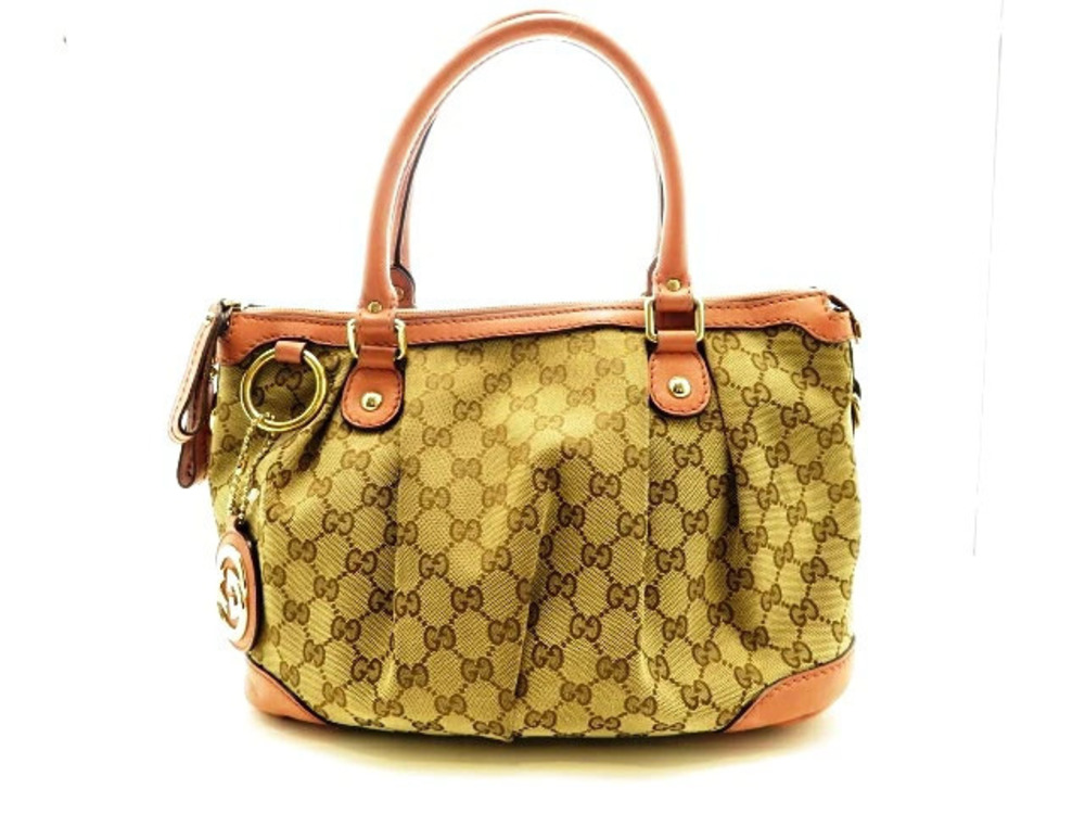 Gucci Sukey Bag GG Canvas x Calfskin Beige Cream Pink